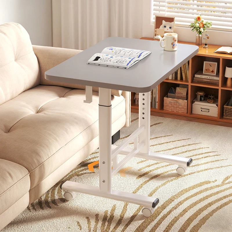 Modern Minimalist MDF Carbon Steel Rounded Rectangular Study Desk With Adjustable Height For Living Room