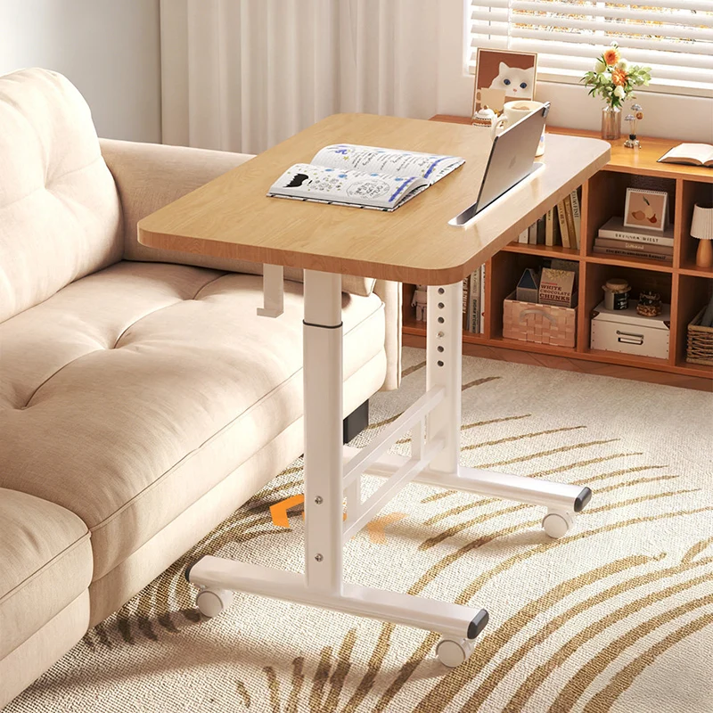 Modern Minimalist MDF Carbon Steel Rounded Rectangular Study Desk With Adjustable Height For Living Room
