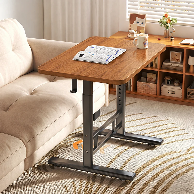 Modern Minimalist MDF Carbon Steel Rounded Rectangular Study Desk With Adjustable Height For Living Room