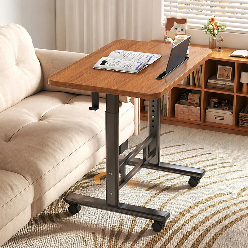Modern Minimalist MDF Carbon Steel Rounded Rectangular Study Desk With Adjustable Height For Living Room