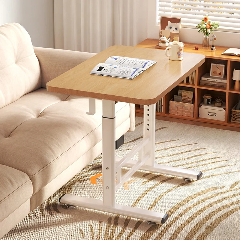 Modern Minimalist MDF Carbon Steel Rounded Rectangular Study Desk With Adjustable Height For Living Room