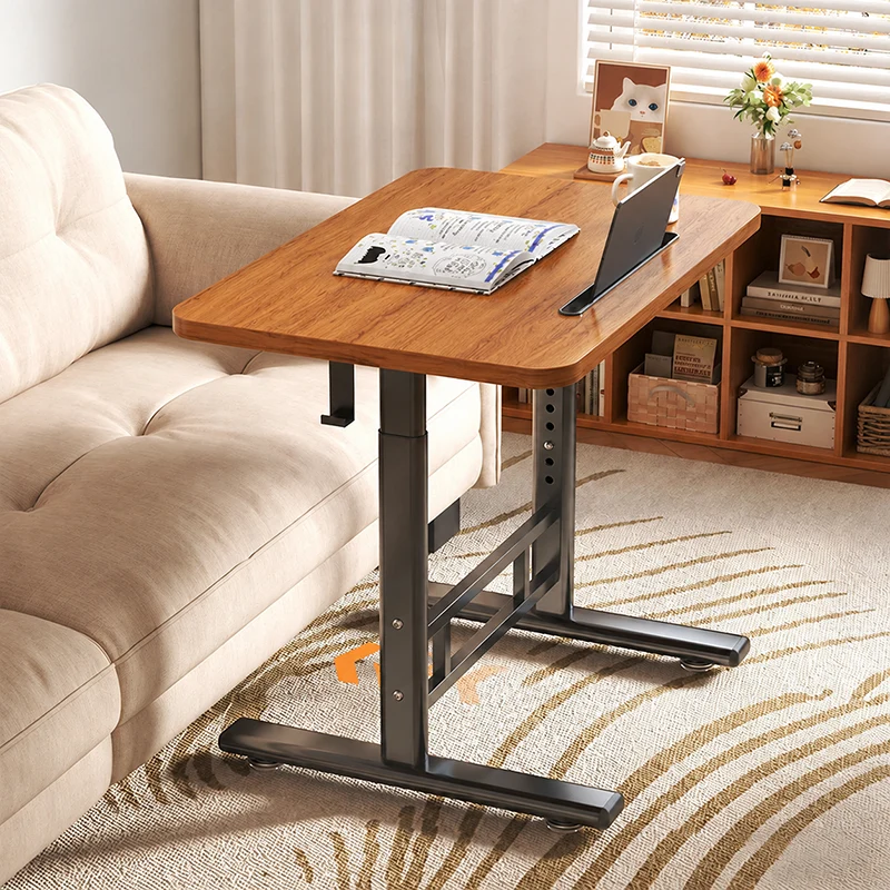 Modern Minimalist MDF Carbon Steel Rounded Rectangular Study Desk With Adjustable Height For Living Room