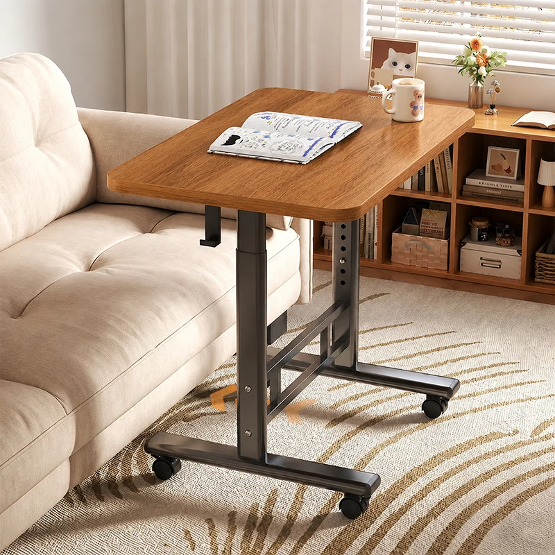 Modern Minimalist MDF Carbon Steel Rounded Rectangular Study Desk With Adjustable Height For Living Room