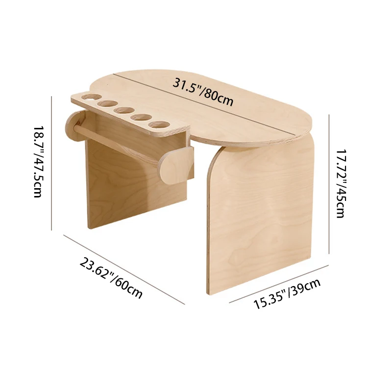 Modern Minimalist Marine Board Curved Oval Kids Study Desk Chair Set With 1-Tier For Living Room