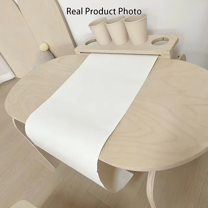 Modern Minimalist Marine Board Curved Oval Kids Study Desk Chair Set With 1-Tier For Living Room