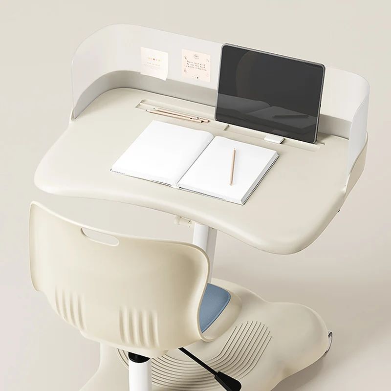 Modern Minimalist ABS Curved Square Study Desk With Backrest Mobile For Living Room