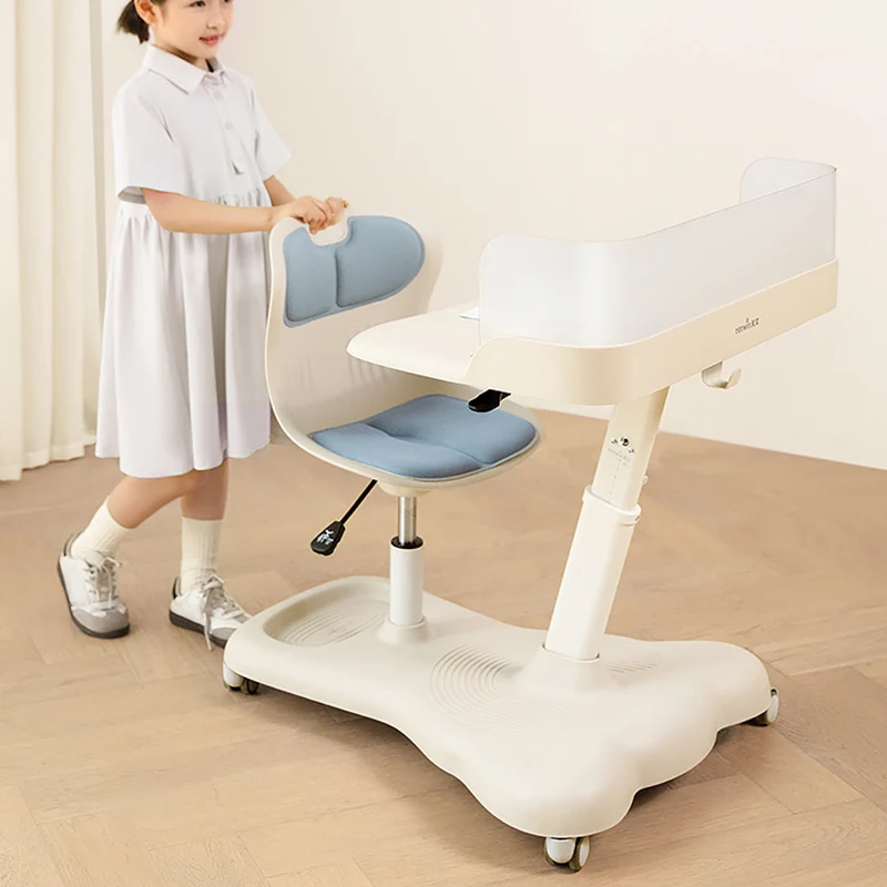 Modern Minimalist ABS Curved Square Study Desk With Backrest Mobile For Living Room