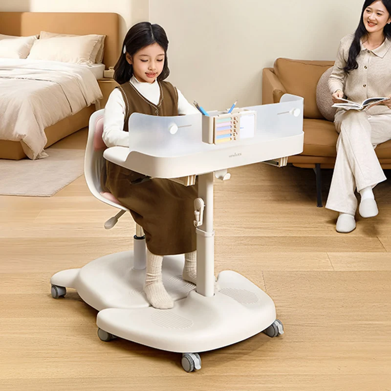 Modern Minimalist ABS Curved Square Study Desk With Backrest Mobile For Living Room