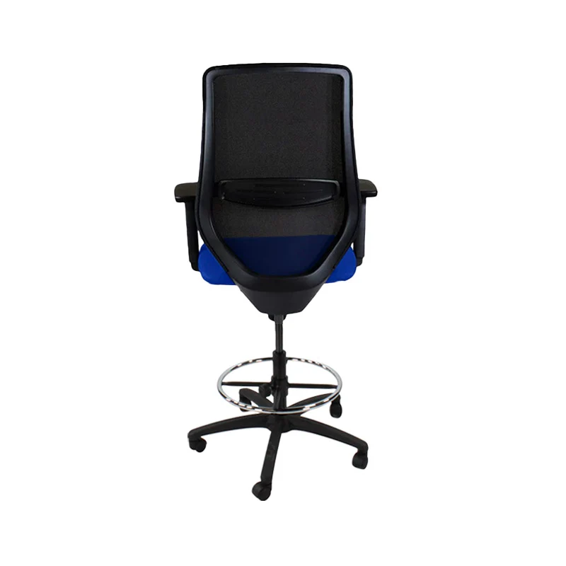 Saxen: Scudo Draughtsman Chair in Blue Fabric - Refurbished