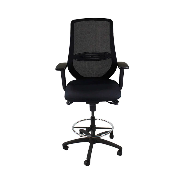 Saxen: Scudo Draughtsman Chair in Black Fabric - Refurbished