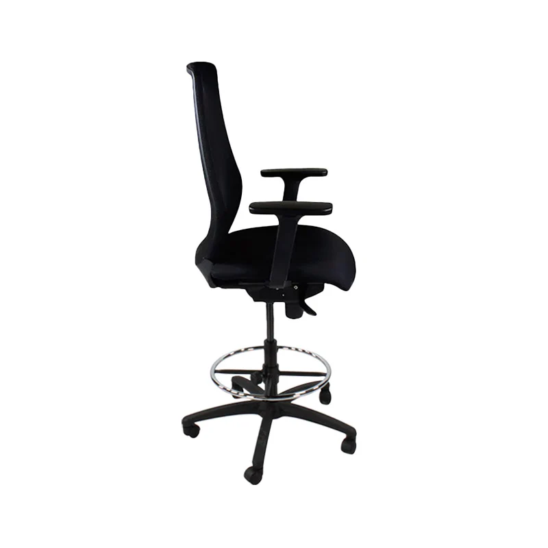 Saxen: Scudo Draughtsman Chair in Black Fabric - Refurbished