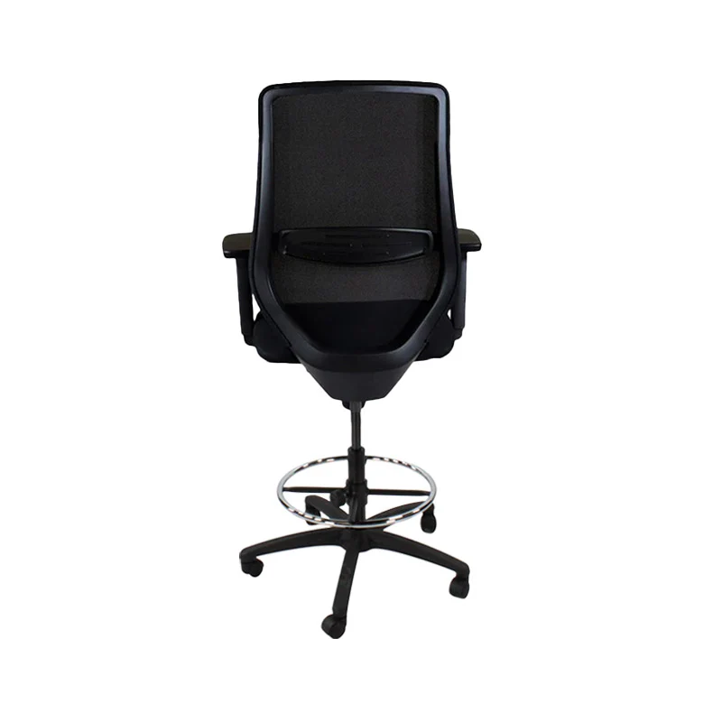 Saxen: Scudo Draughtsman Chair in Black Fabric - Refurbished