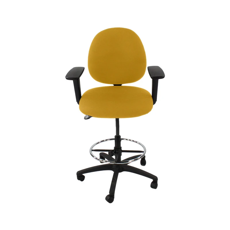 Saxen: Scoop Draughtsman Chair in Yellow Fabric - Refurbished
