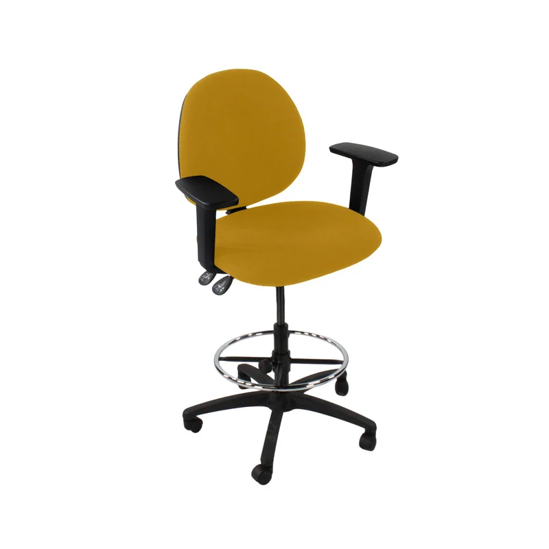 Saxen: Scoop Draughtsman Chair in Yellow Fabric - Refurbished