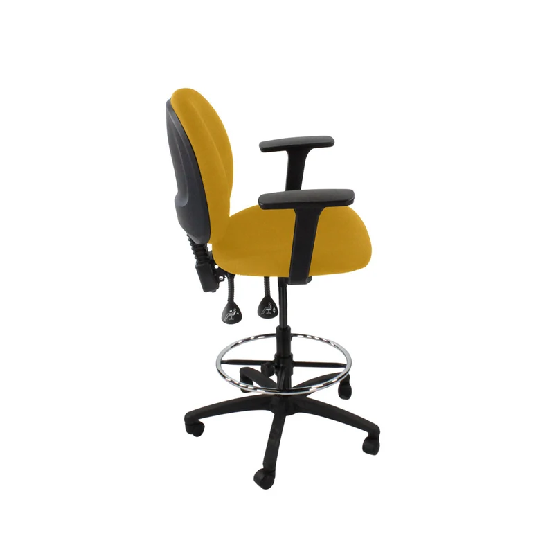 Saxen: Scoop Draughtsman Chair in Yellow Fabric - Refurbished