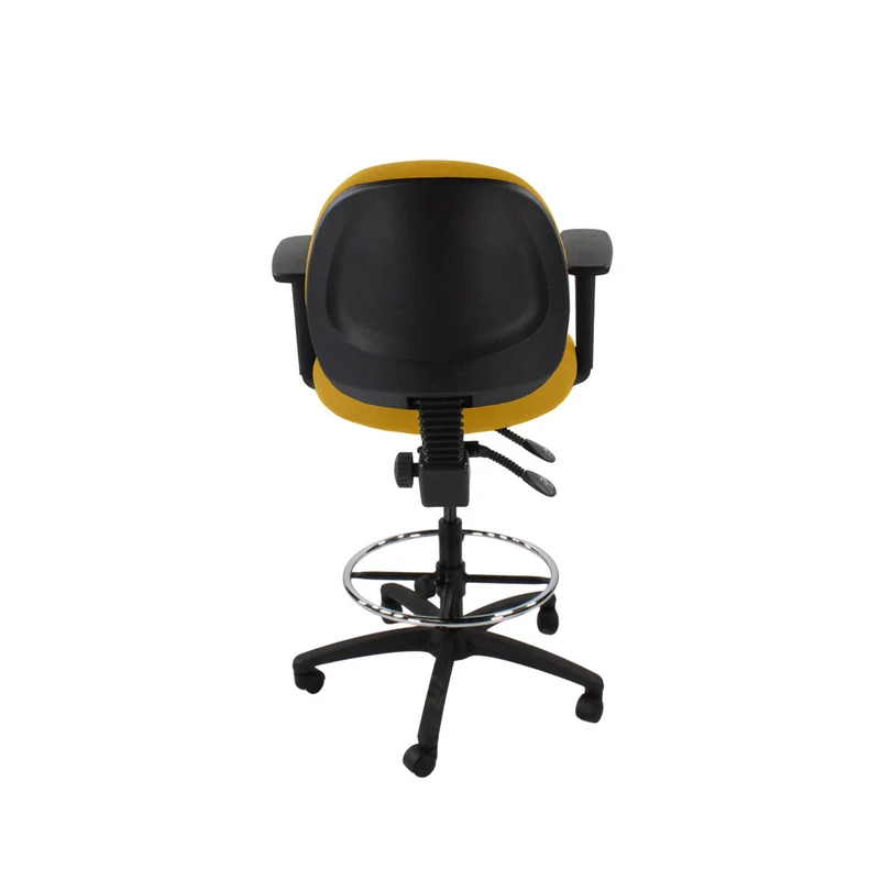 Saxen: Scoop Draughtsman Chair in Yellow Fabric - Refurbished