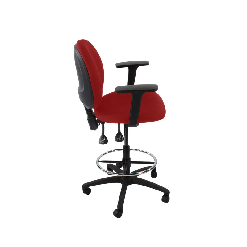 Saxen: Scoop Draughtsman Chair in Red Fabric - Refurbished