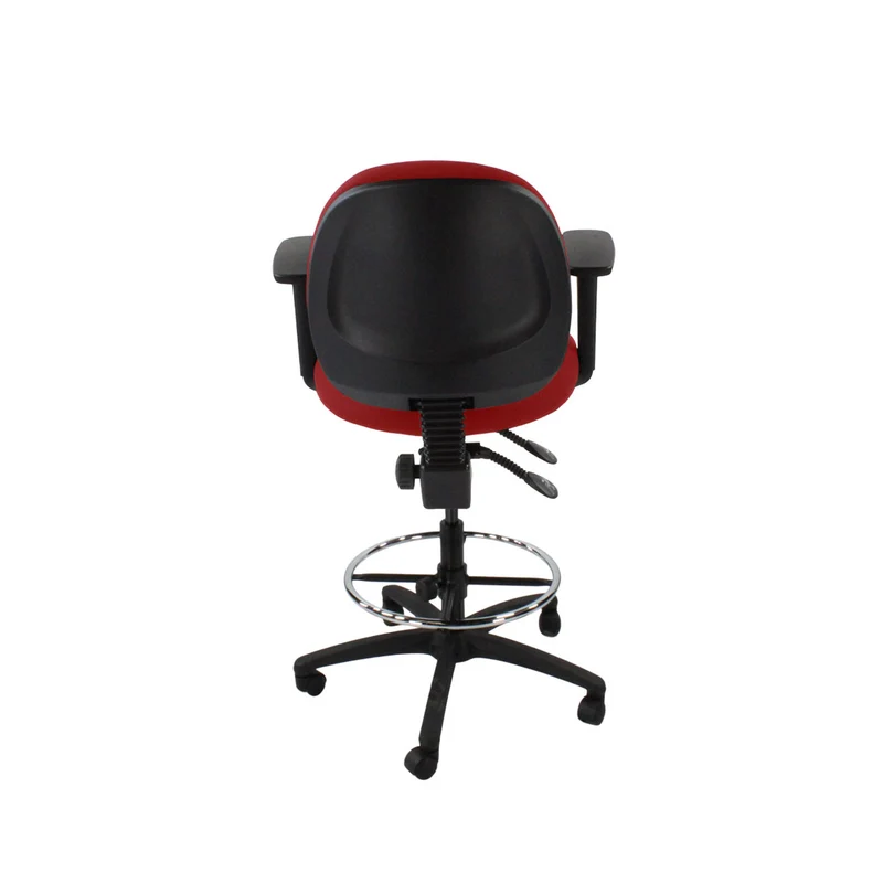 Saxen: Scoop Draughtsman Chair in Red Fabric - Refurbished
