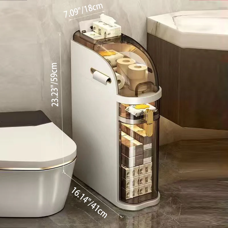 Modern Minimalist PP PET Curved Rectangular Narrow Storage Cabinet With 3/4/5-Tier For Bathroom & Living Room