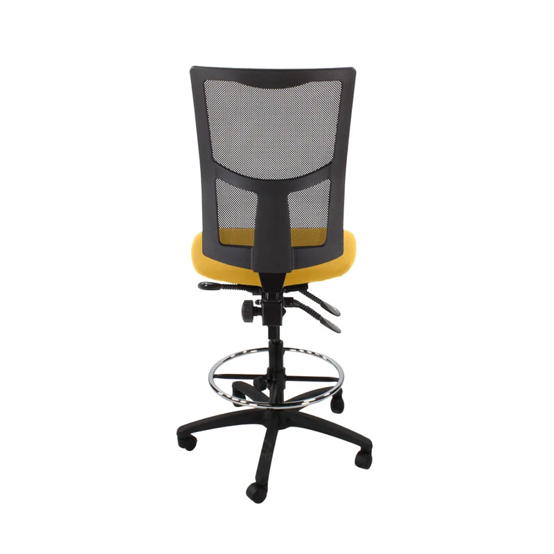 Saxen: Ergo 2 Draughtsman Chair Without Arms in Yellow Fabric - Refurbished