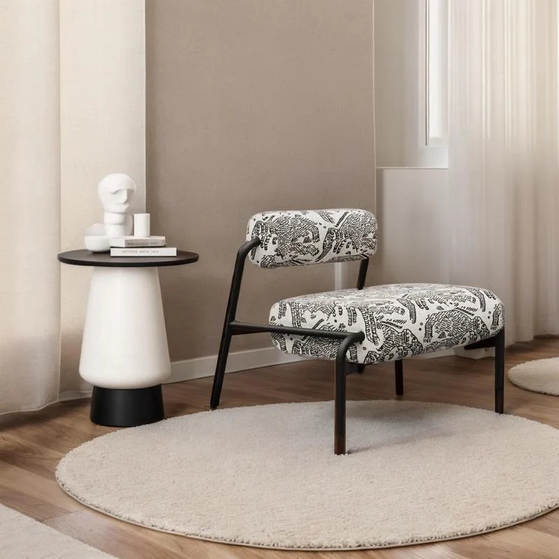 Contemporary Retro Carbon Steel Corduroy & Velvet Soft Spacious Seat Lounge Chair With Backrest For Living Room