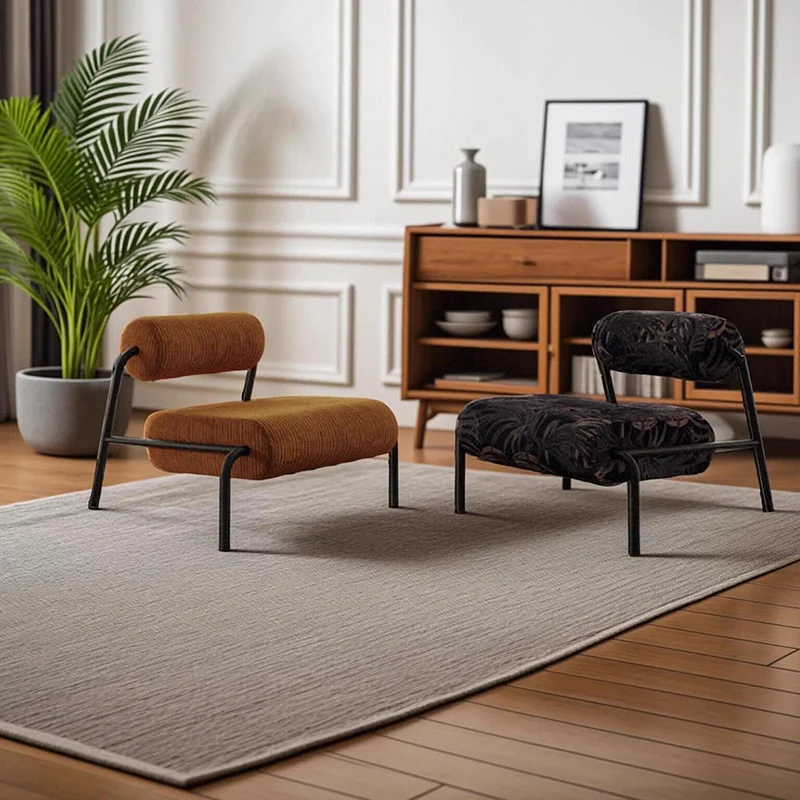Contemporary Retro Carbon Steel Corduroy & Velvet Soft Spacious Seat Lounge Chair With Backrest For Living Room