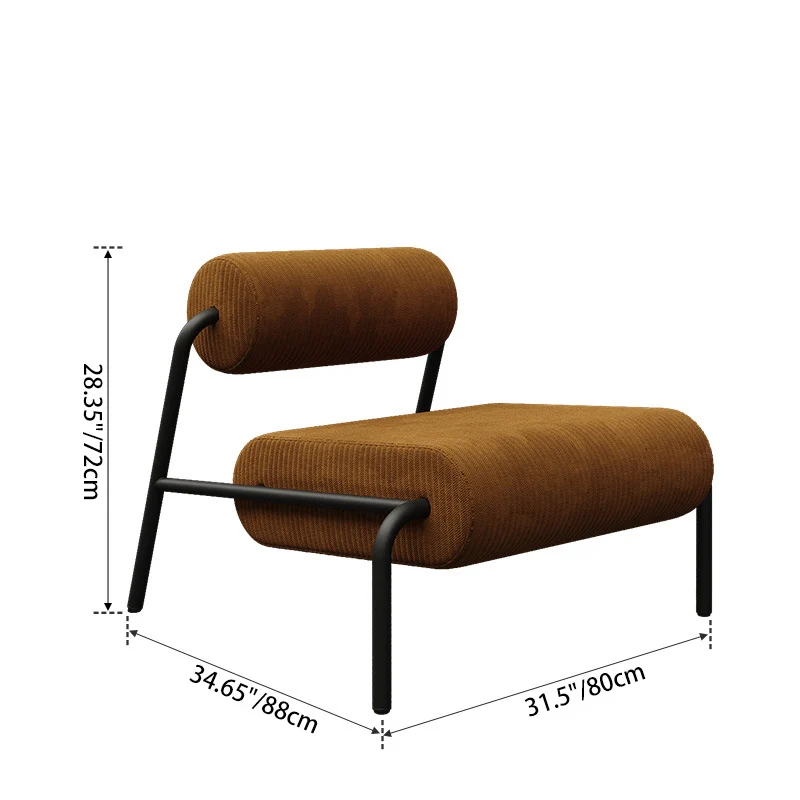 Contemporary Retro Carbon Steel Corduroy & Velvet Soft Spacious Seat Lounge Chair With Backrest For Living Room