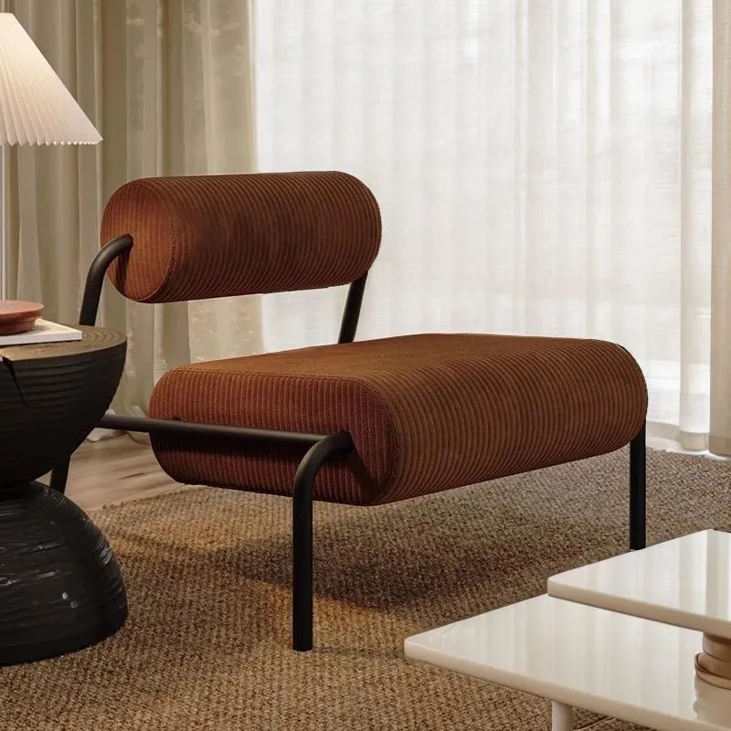 Contemporary Retro Carbon Steel Corduroy & Velvet Soft Spacious Seat Lounge Chair With Backrest For Living Room