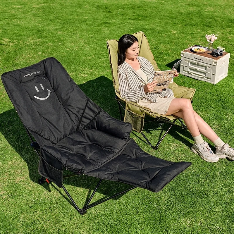 Modern Minimalist Oxford Fabric Rectangular Folding Reclining Chair Portable Lounge Chair For Outdoor Patio