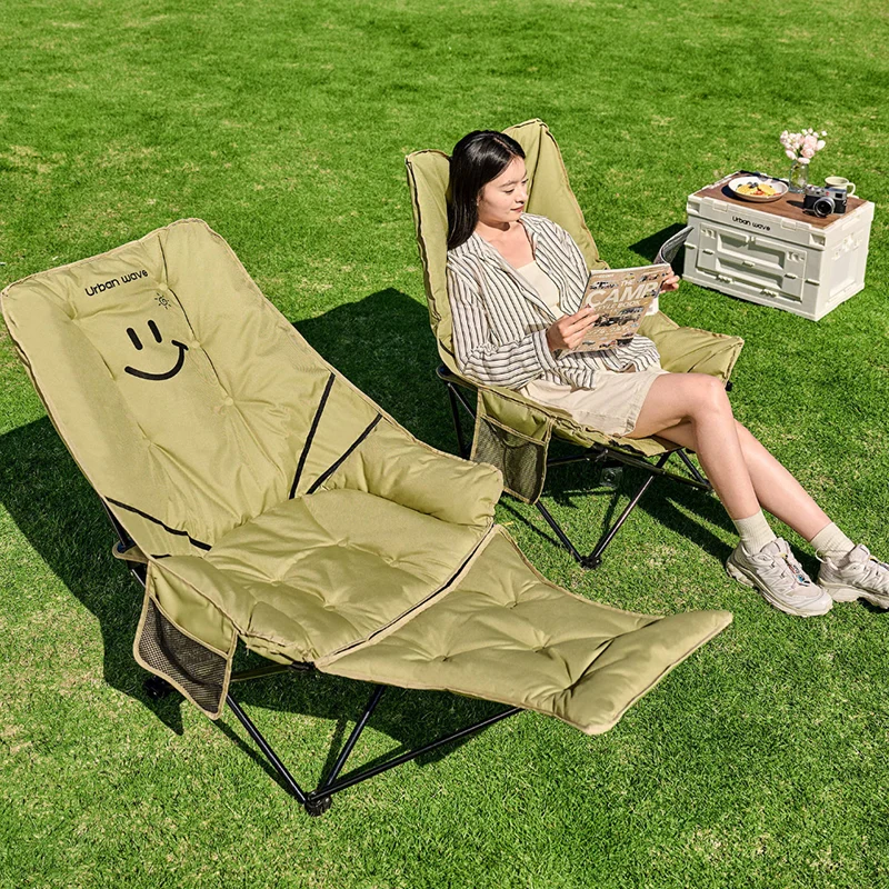 Modern Minimalist Oxford Fabric Rectangular Folding Reclining Chair Portable Lounge Chair For Outdoor Patio