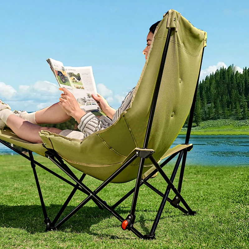 Modern Minimalist Oxford Fabric Rectangular Folding Reclining Chair Portable Lounge Chair For Outdoor Patio
