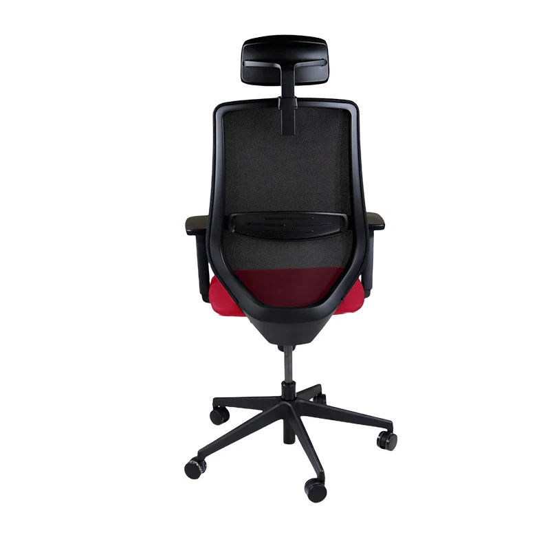 Saxen: Scudo Task Chair with Red Fabric Seat with Headrest - Refurbished