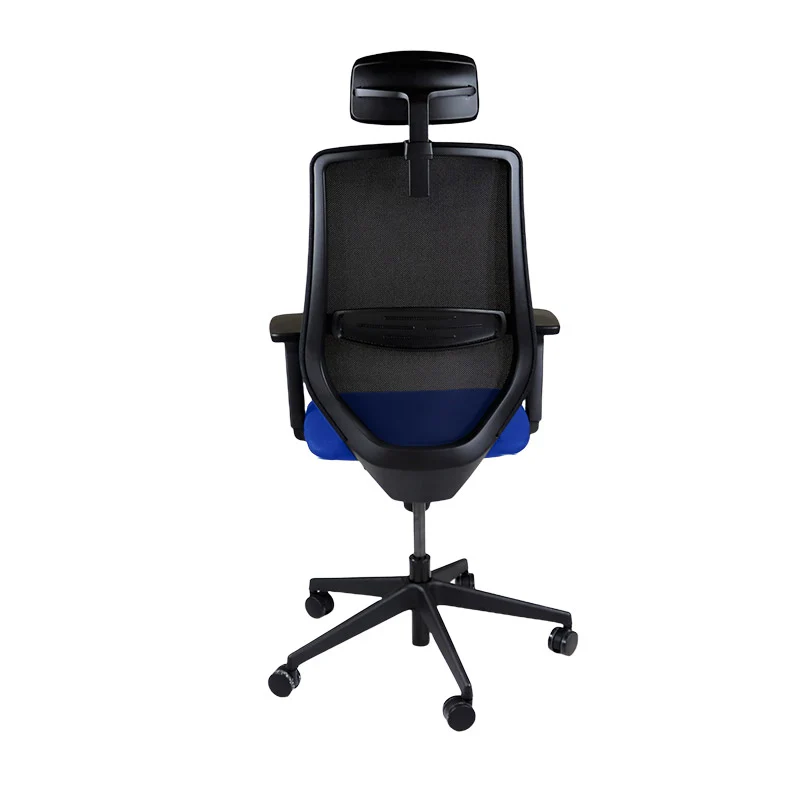 Saxen: Scudo Task Chair with Blue Fabric Seat with Headrest - Refurbished