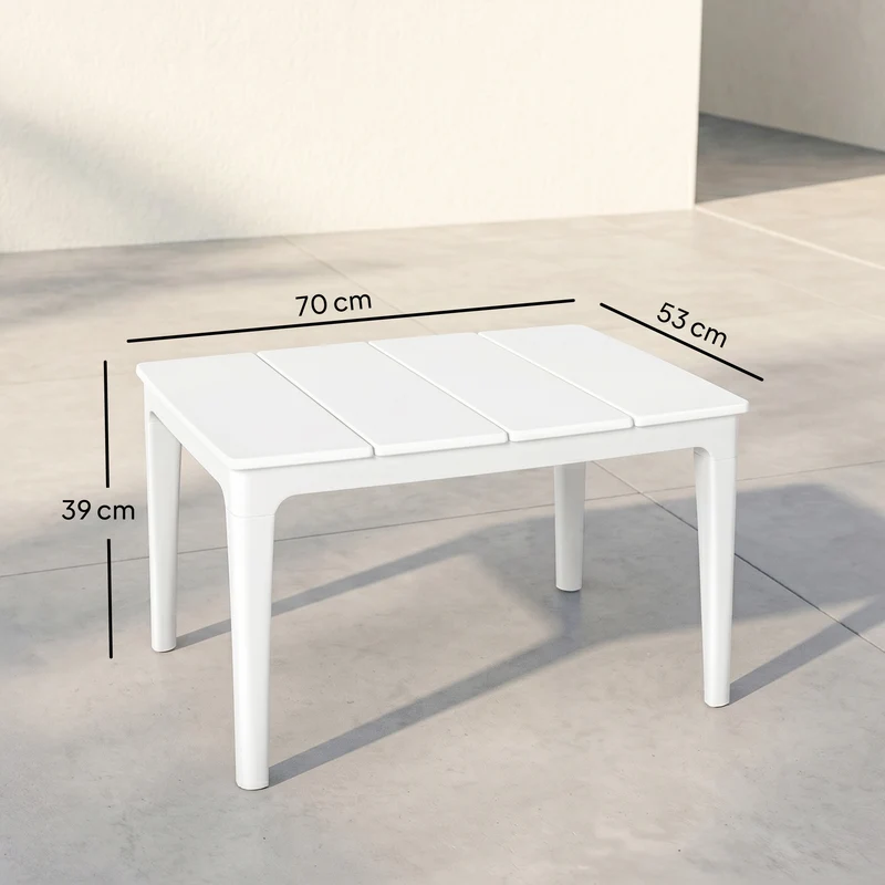 Mesa de Centro Retangular para Jardim Terraço Varanda Carga 35 kg 70x53x39 cm Creme