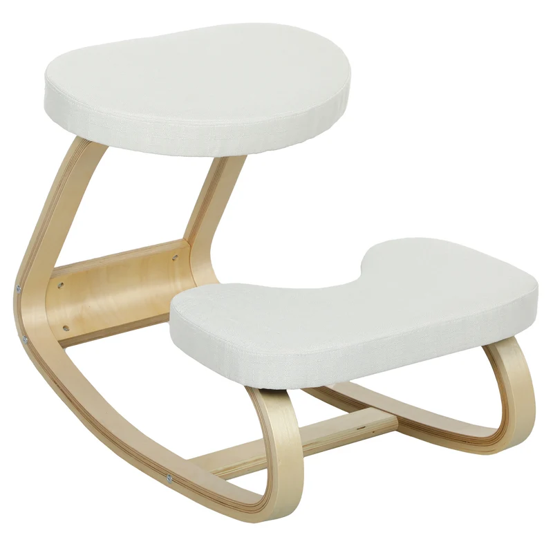 Banco de Joelhos Ergonômico em Bétula com Balanço Creme