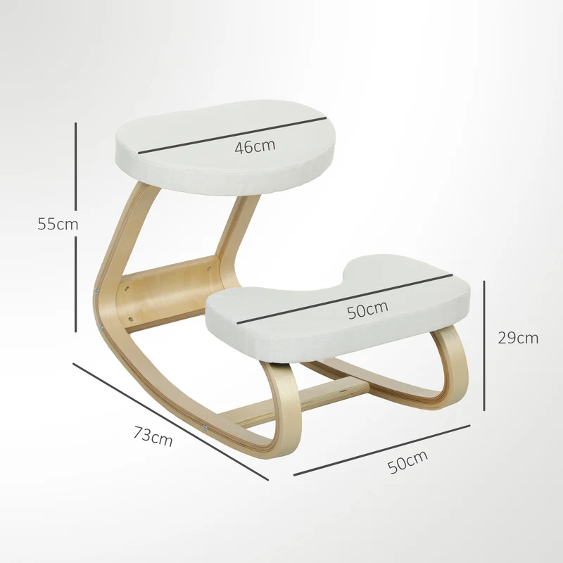 Banco de Joelhos Ergonômico em Bétula com Balanço Creme