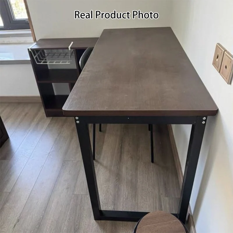 Modern Minimalist Rectangular L-Shaped Medium Density Fiberboard Desk With Bookshelf 5/7 Storage For Home Office