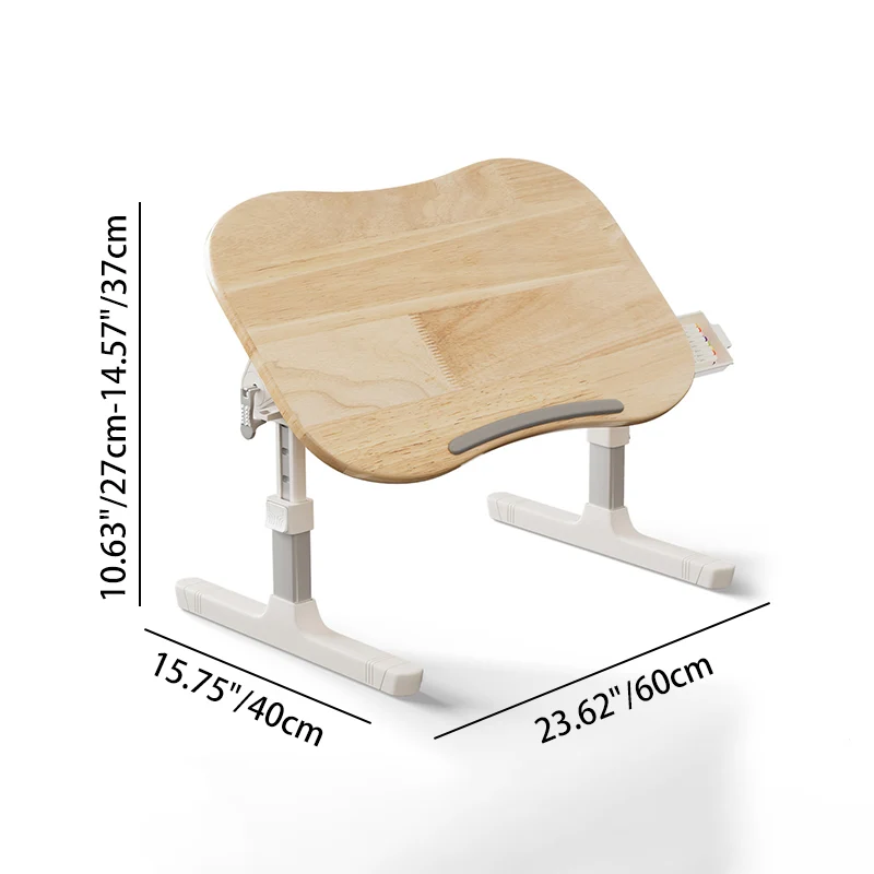 Contemporary Scandinavian Curved Rubberwood Finger-Jointed Board Plastic Aluminum Alloy Adjustable Height Folding Desk 1-Drawer For Bedroom