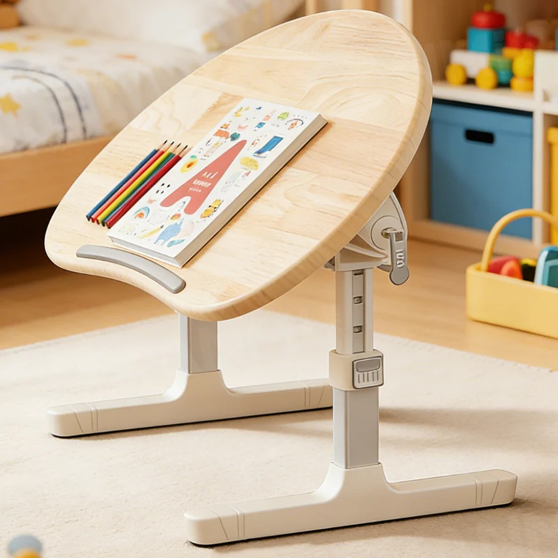 Contemporary Scandinavian Curved Rubberwood Finger-Jointed Board Plastic Aluminum Alloy Adjustable Height Folding Desk 1-Drawer For Bedroom