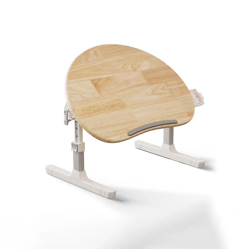 Contemporary Scandinavian Curved Rubberwood Finger-Jointed Board Plastic Aluminum Alloy Adjustable Height Folding Desk 1-Drawer For Bedroom