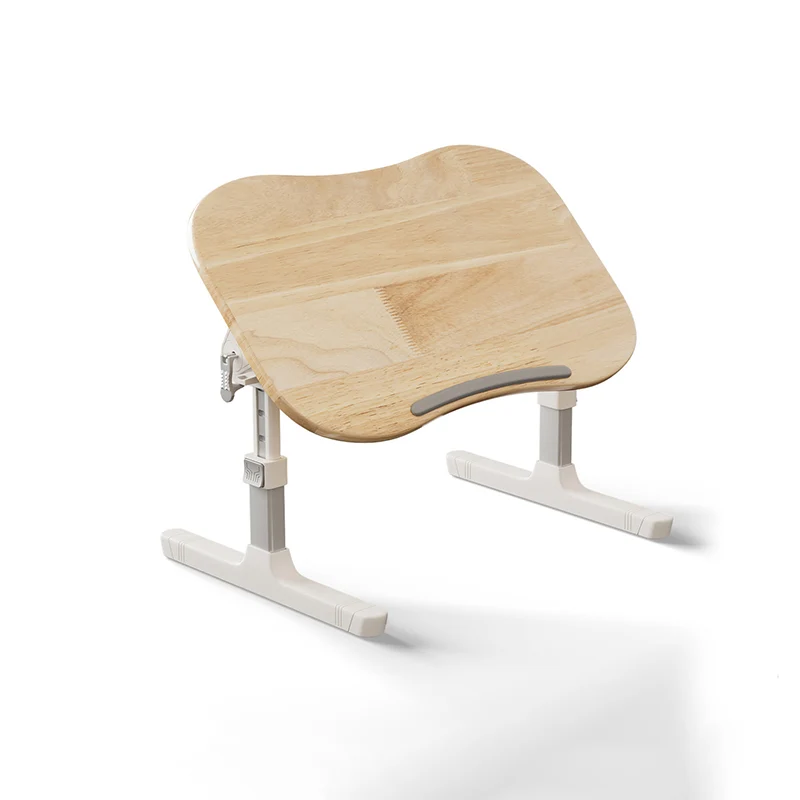 Contemporary Scandinavian Curved Rubberwood Finger-Jointed Board Plastic Aluminum Alloy Adjustable Height Folding Desk 1-Drawer For Bedroom