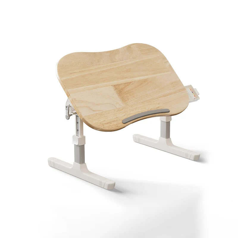 Contemporary Scandinavian Curved Rubberwood Finger-Jointed Board Plastic Aluminum Alloy Adjustable Height Folding Desk 1-Drawer For Bedroom