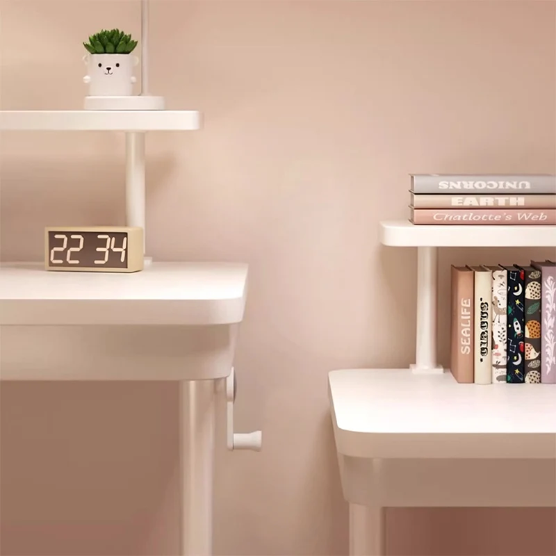 Modern Minimalist MDF Iron Adjustable Rectangular Study Desk With Hand Crank Lift For Living Room