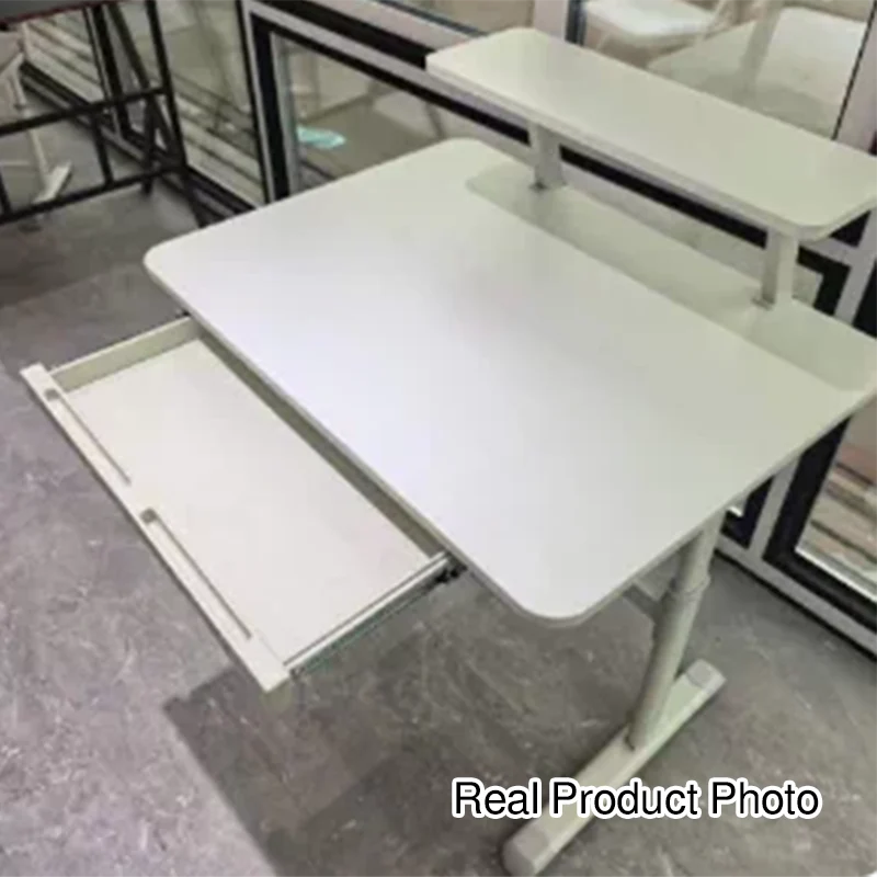 Modern Minimalist MDF Iron Adjustable Rectangular Study Desk With Hand Crank Lift For Living Room