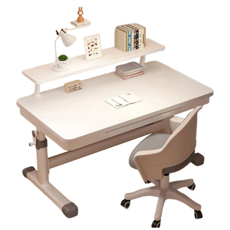 Modern Minimalist MDF Iron Adjustable Rectangular Study Desk With Hand Crank Lift For Living Room
