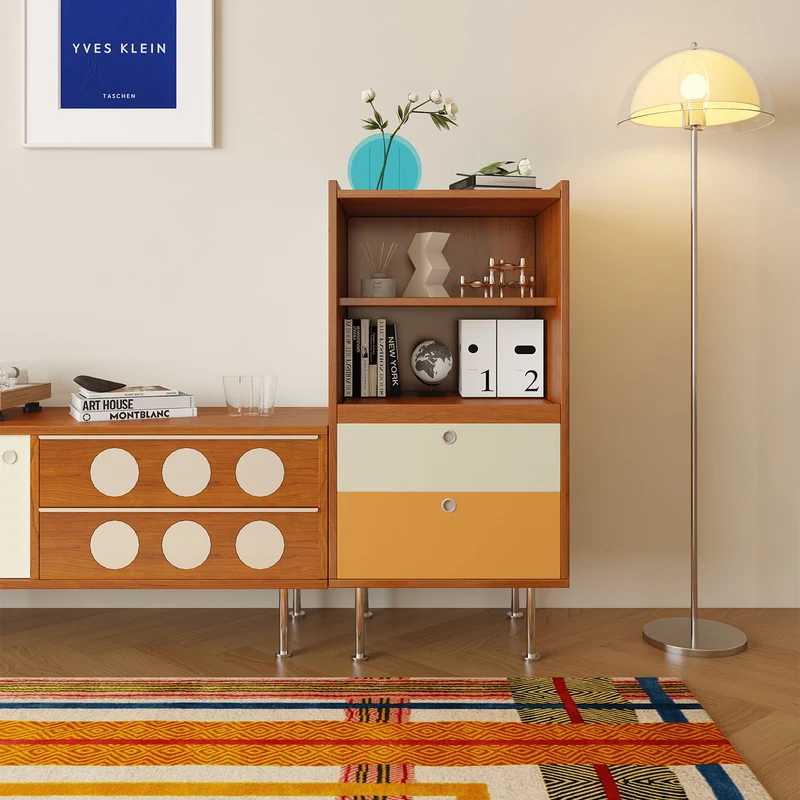 Contemporary Scandinavian Particle Board Stainless Steel Rectangular Large-Capacity Organized Storage Cabinet 2-Drawer For Living Room