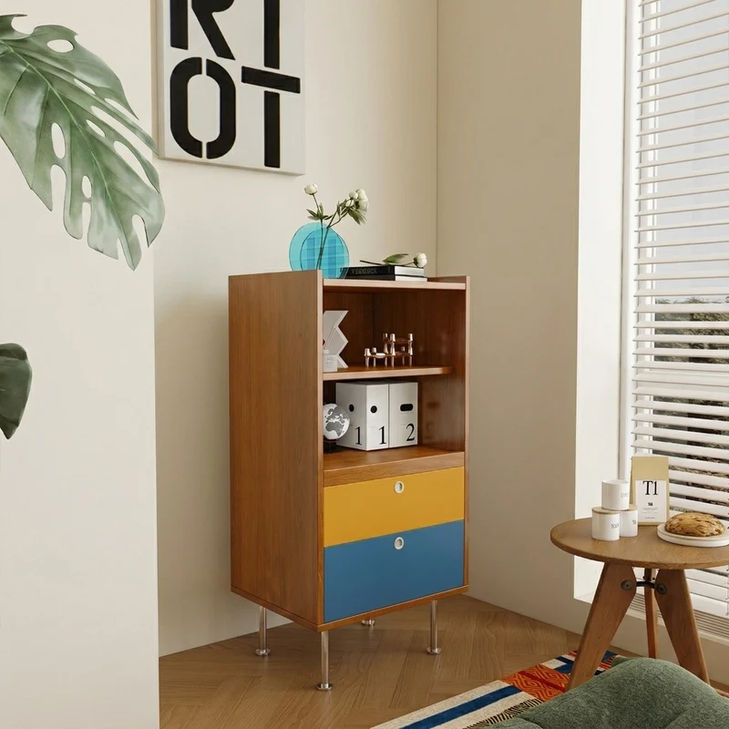Contemporary Scandinavian Particle Board Stainless Steel Rectangular Large-Capacity Organized Storage Cabinet 2-Drawer For Living Room