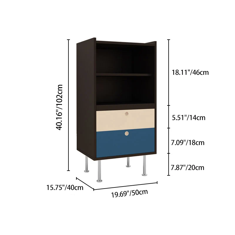 Contemporary Scandinavian Particle Board Stainless Steel Rectangular Large-Capacity Organized Storage Cabinet 2-Drawer For Living Room