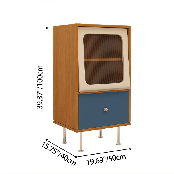Contemporary Scandinavian Particle Board Acrylic Stainless Steel Rectangular Storage Cabinet 1-Drawer For Living Room