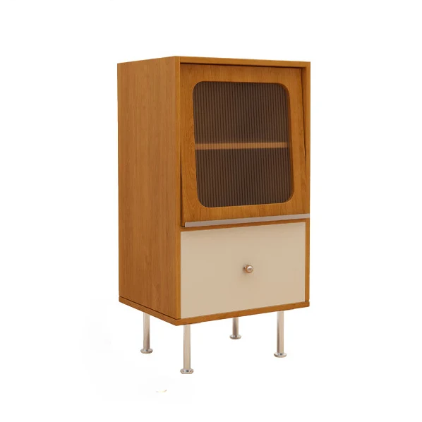 Contemporary Scandinavian Particle Board Acrylic Stainless Steel Rectangular Storage Cabinet 1-Drawer For Living Room